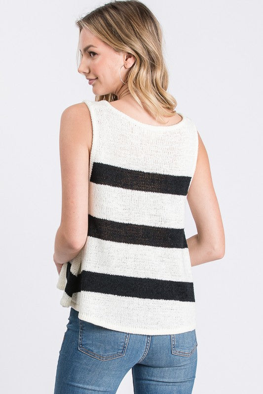 Striped Knitted Sleeveless Top