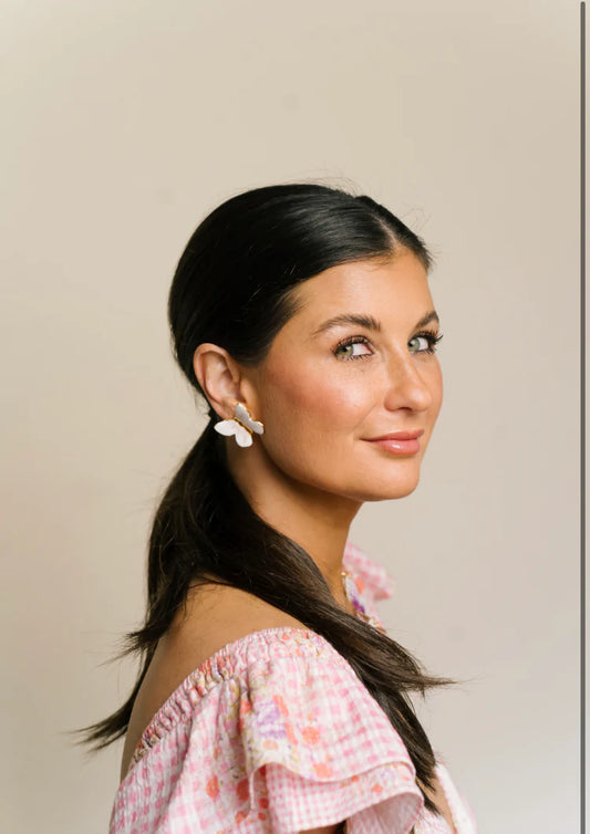 Small Glassine Butterfly in White and Pearl