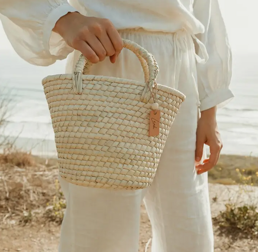 Mini Sunset Basket Bag, Summer Straw Tote