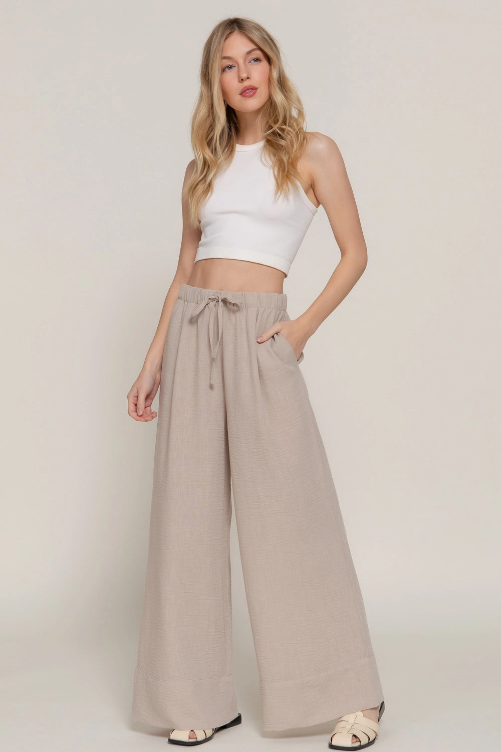 Linen Effect Palazzo Pants II