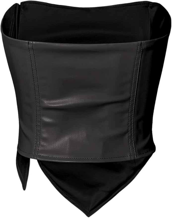 Vegan Leather Zip Up Tube Top