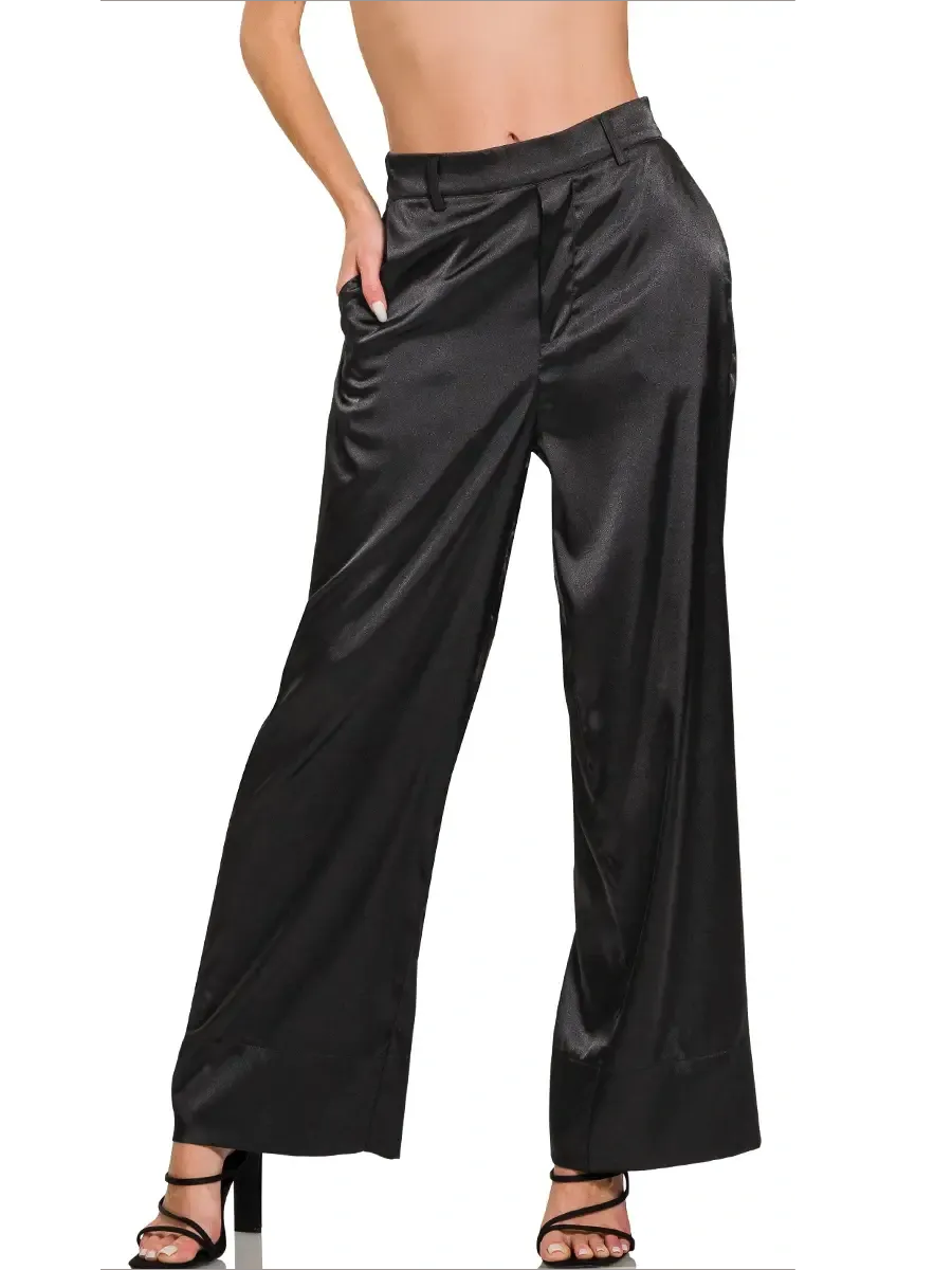 Wide Leg Satin Pants