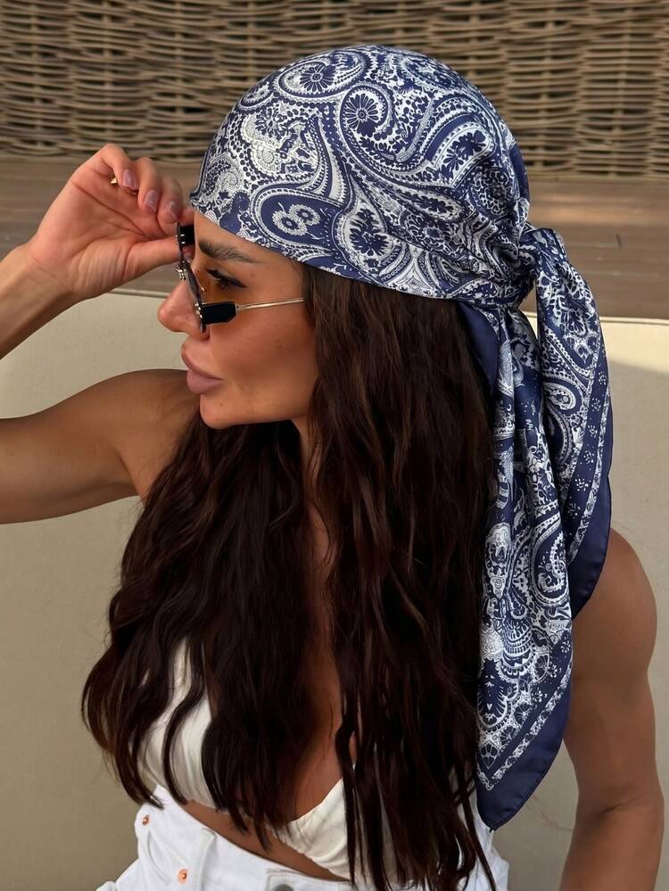 Blue & White Paisley Scarf