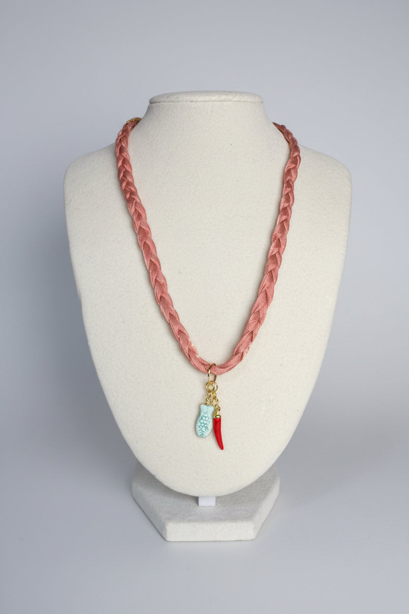 Braided Bandana Necklace with Charms