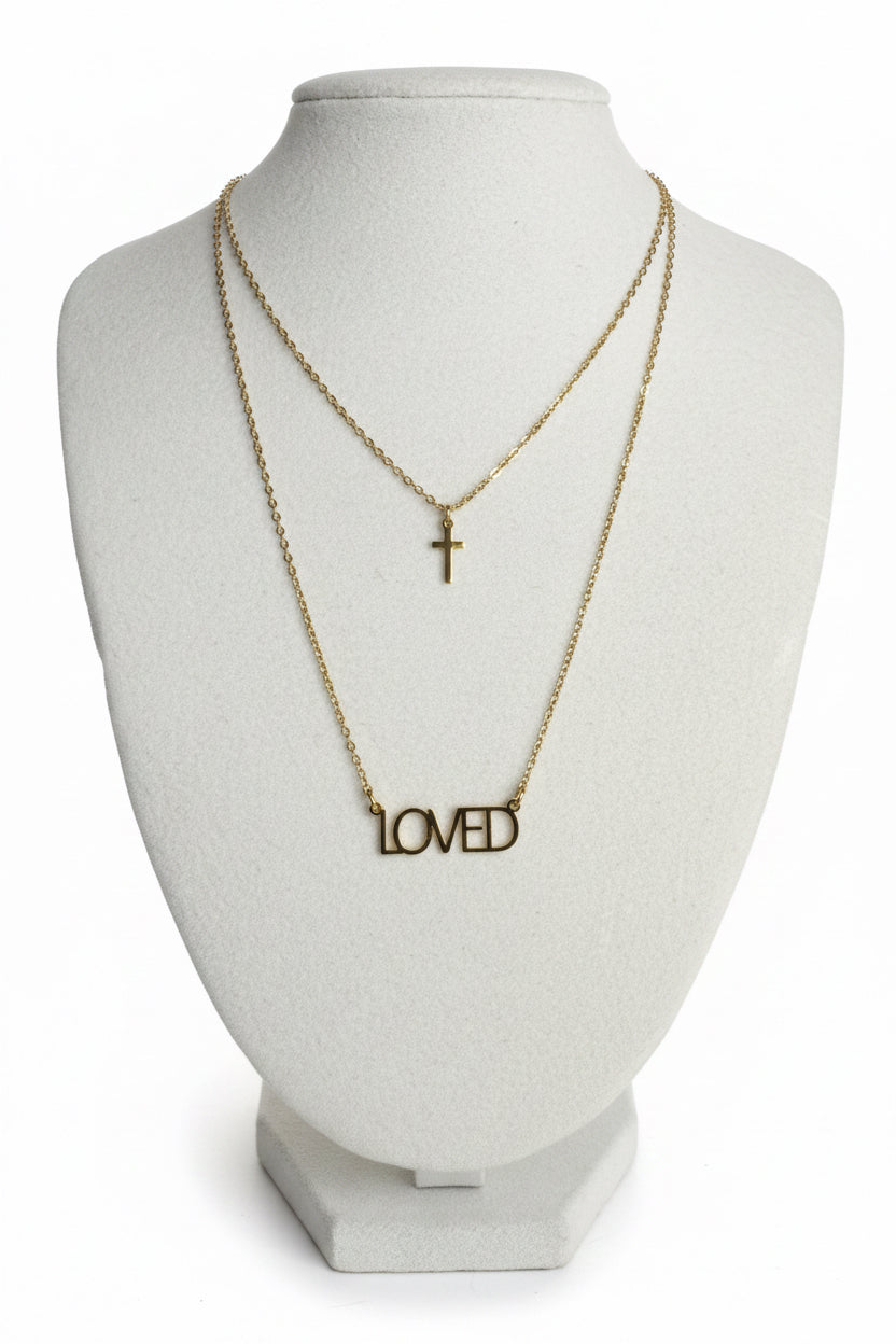 Layered Loved Cross Necklace