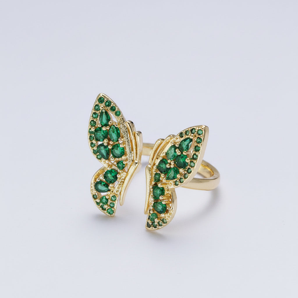 Emerald Butterfly Ring