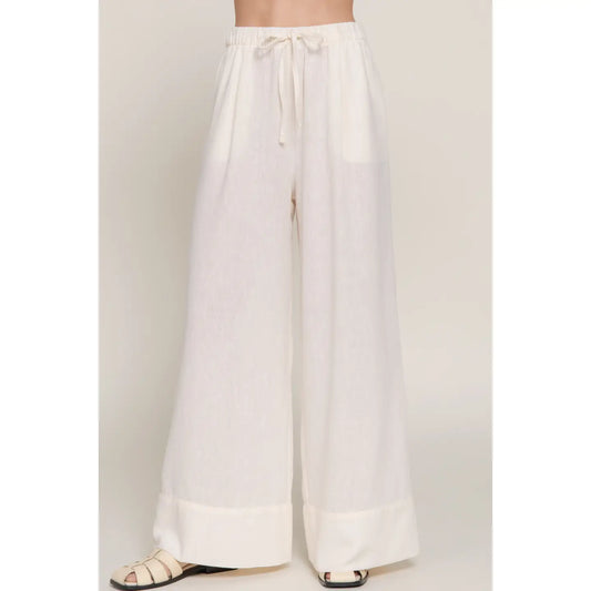 Linen Effect Palazzo Pants