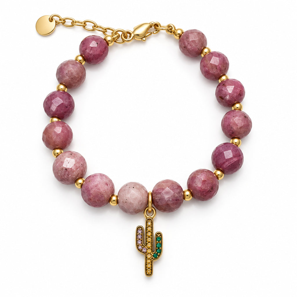 The Myr Beaded Bracelet with Cactus Charm