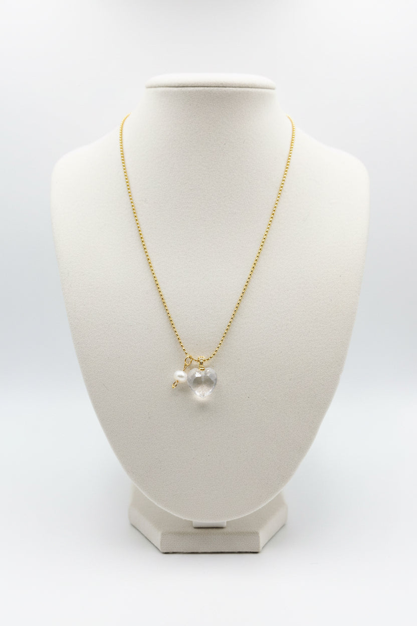 Quartz Heart Charm Necklace