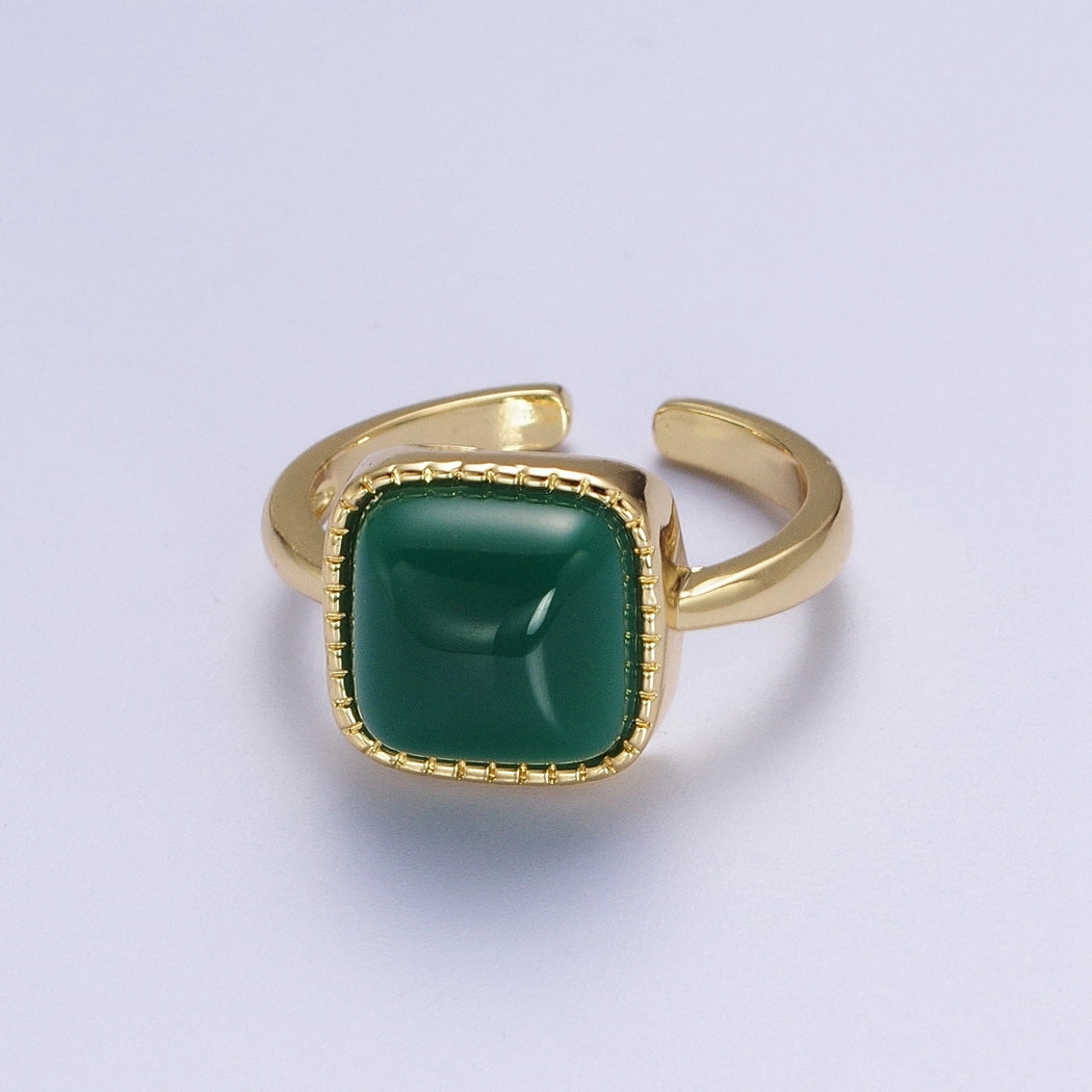 Dainty Green Agate Stone Ring