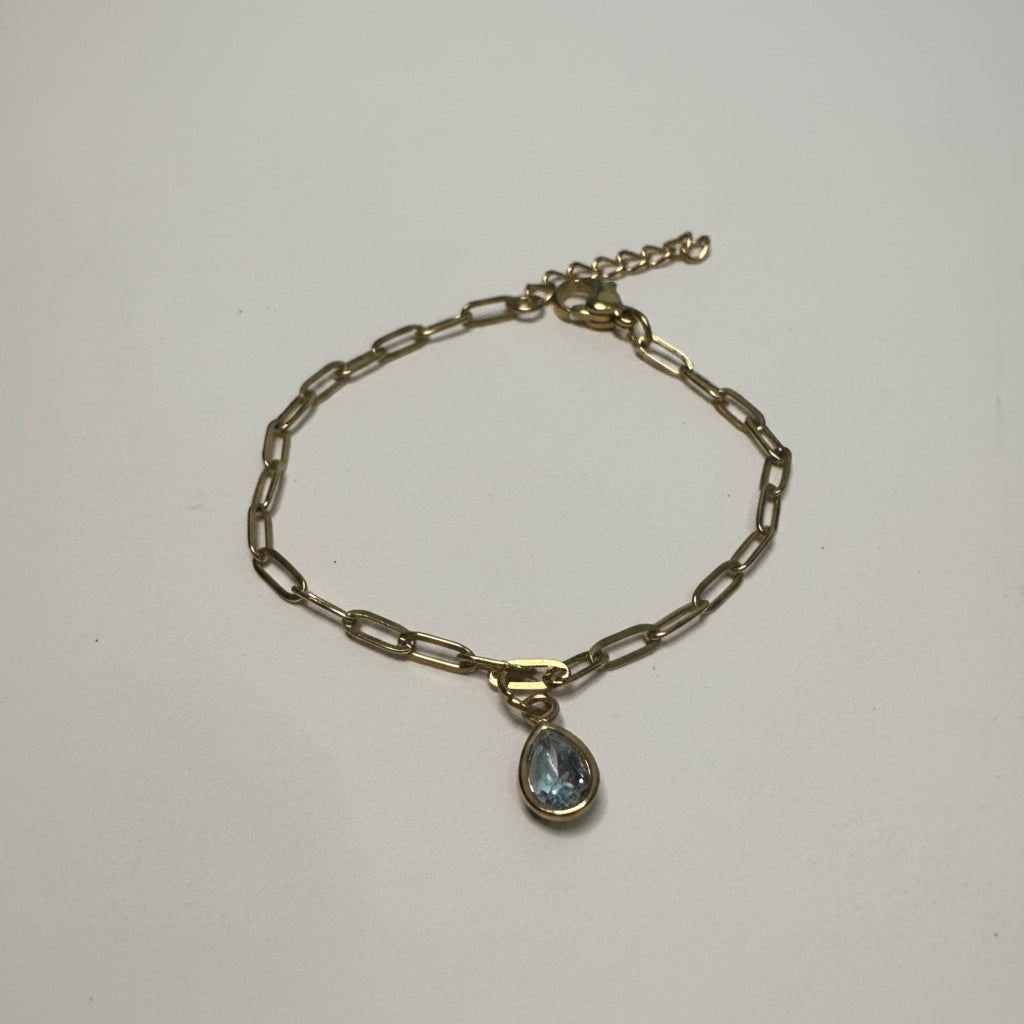 Paperclip Chain Bracelet with Stud Charm