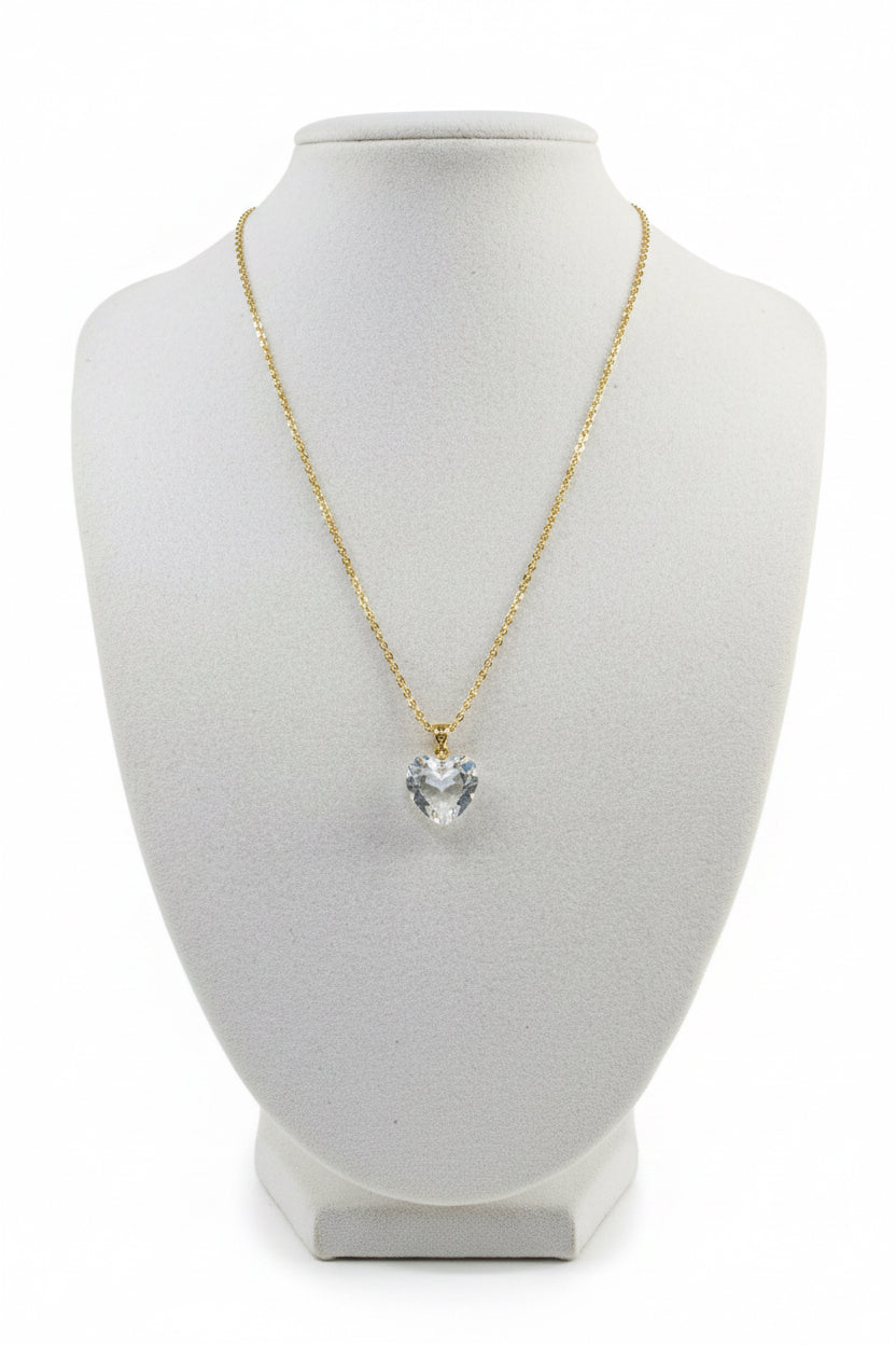 White Quartz Heart Charm Necklace