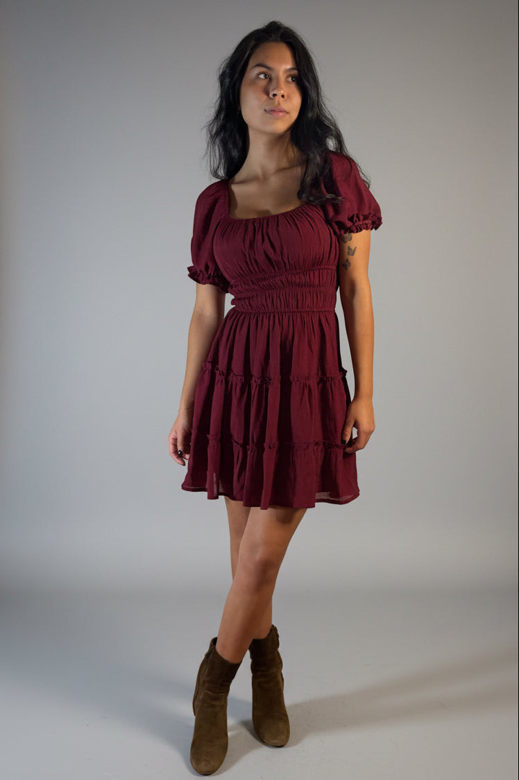 Smocked puff sleeve dress