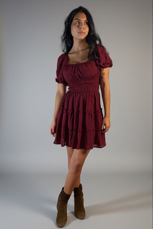 Smocked puff sleeve dress