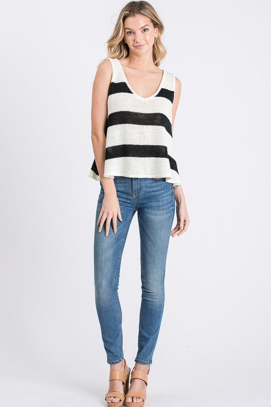 Striped Knitted Sleeveless Top