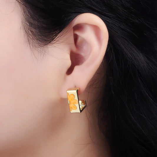 Flower Nature Boxy Earrings