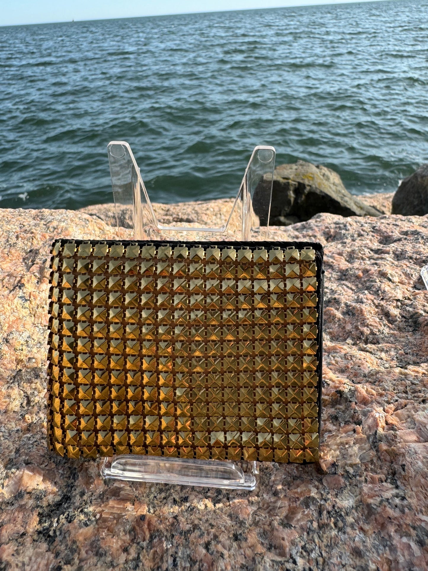 Gold Mesh Whiting & Davis Clutch Bag & Billfold Wallet