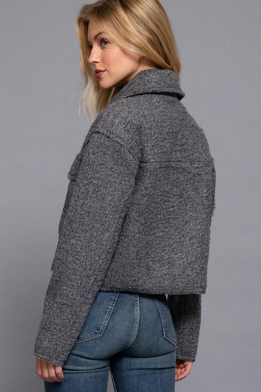 Front Zipper Closure Short Jacket