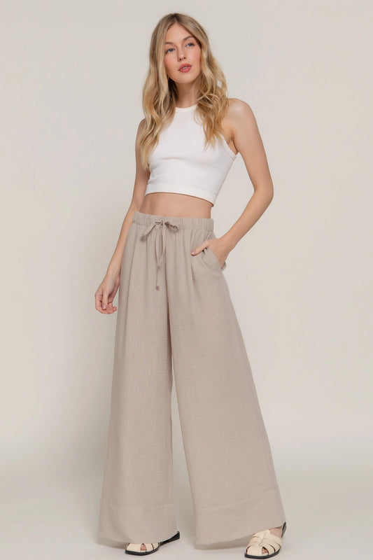 Linen Effect Palazzo Pants II