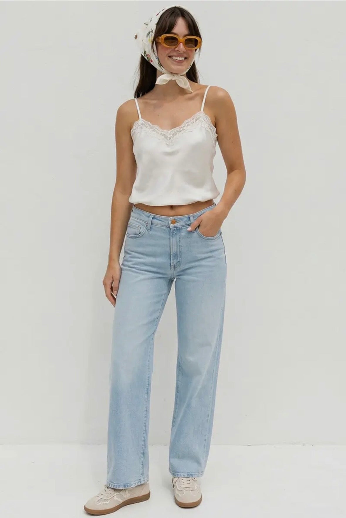 White Lace Satin Cami