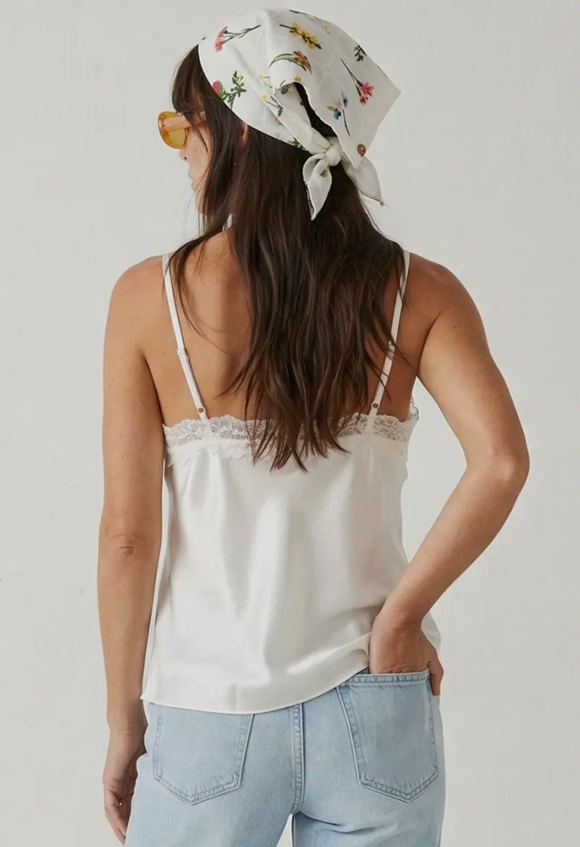 White Lace Satin Cami