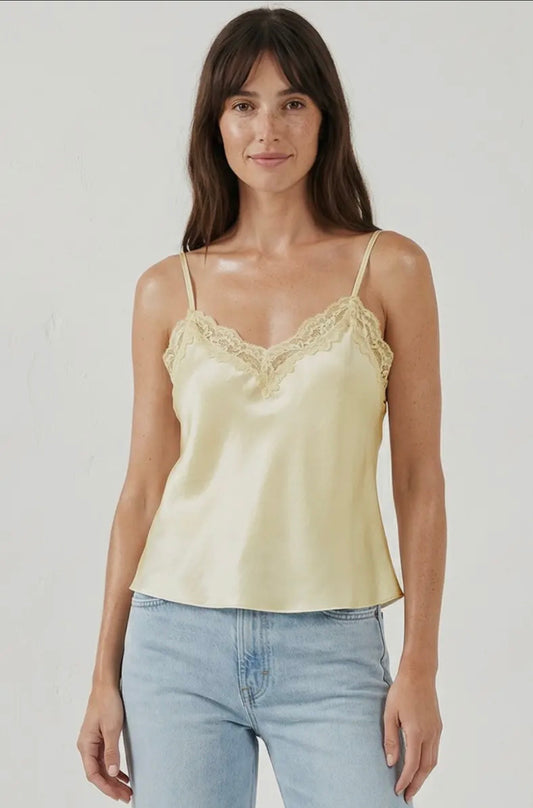 Yellow Lace Satin Cami