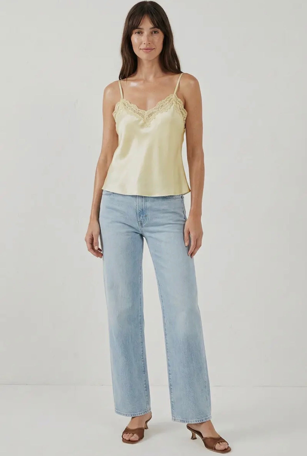 Yellow Lace Satin Cami