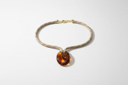 Amber Anchor  Pendant Rope Necklace