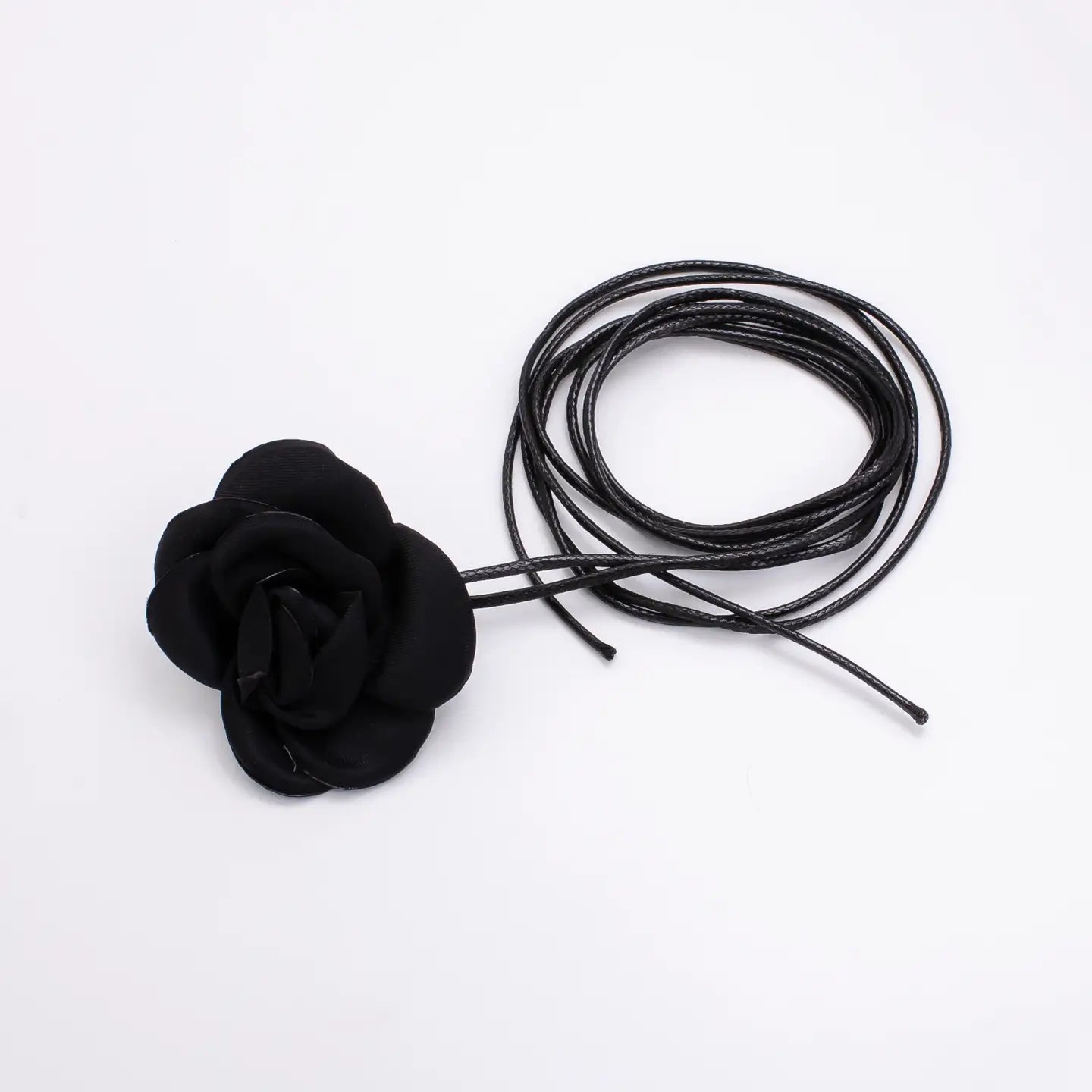 Satin Flower Rose Choker Necklace Black