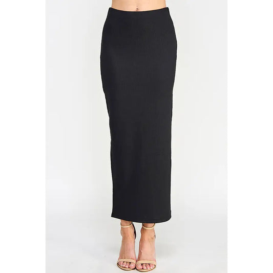 Textured Jacquard Rib Maxi Skirt with Side Slit