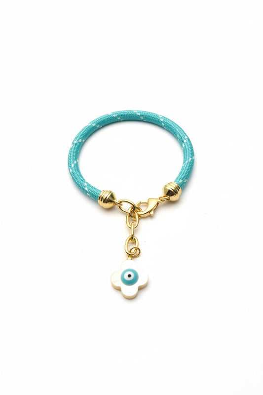 Aquamarine Bracelet  with Protection Eye Charm