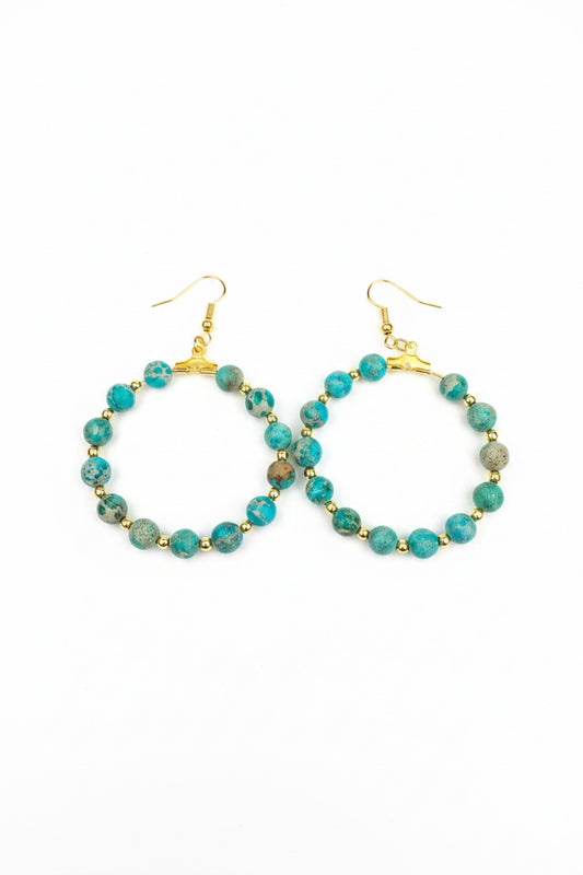 Turquoise Beaded Hoop Earrings