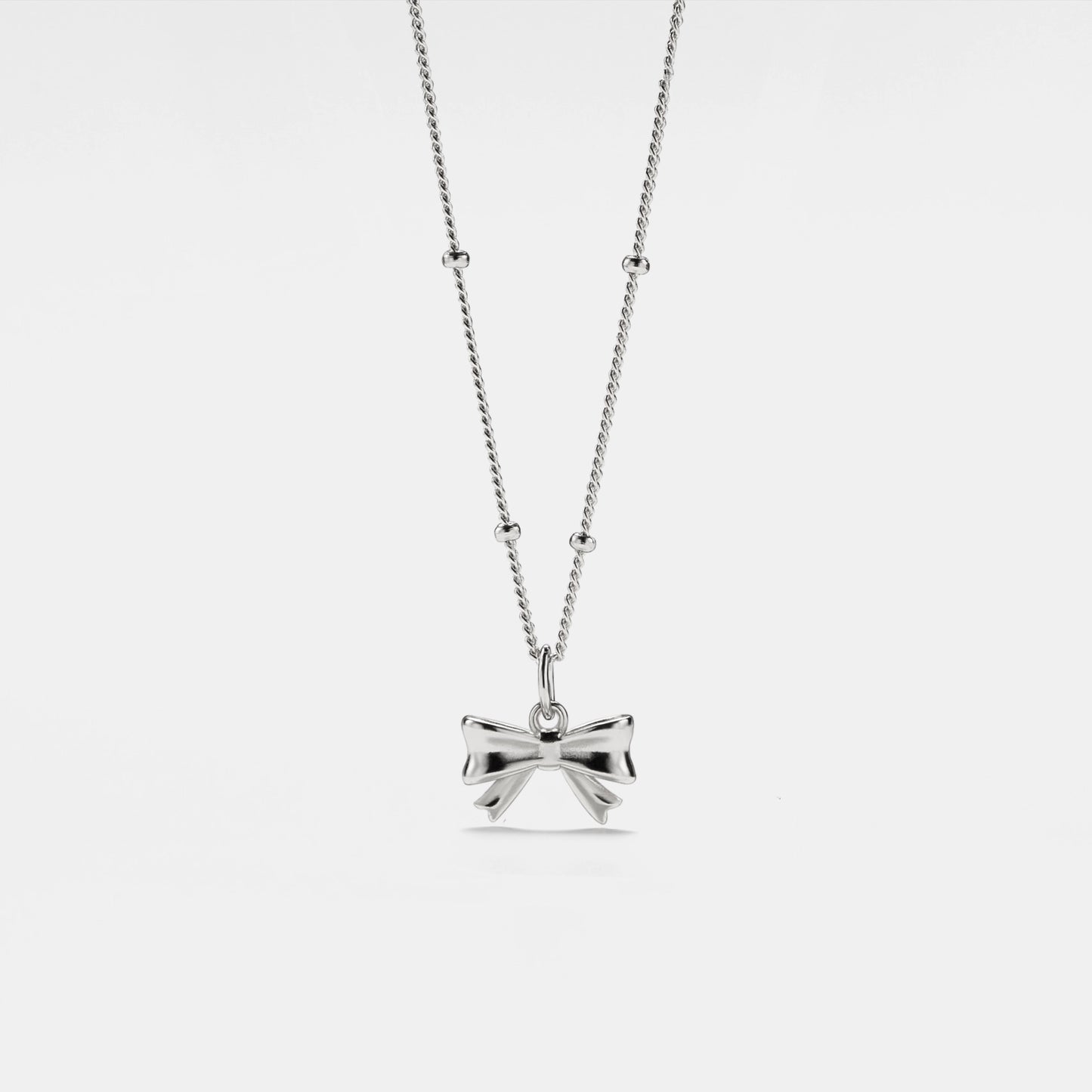 Dainty Bow Tie Bowknot Silver Charm Necklace