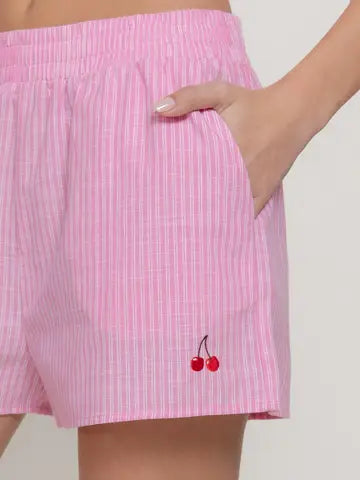 Miss Little Cherry Stripe Shorts