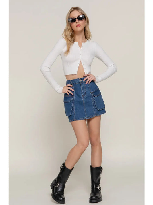 Denim Cargo Skirt
