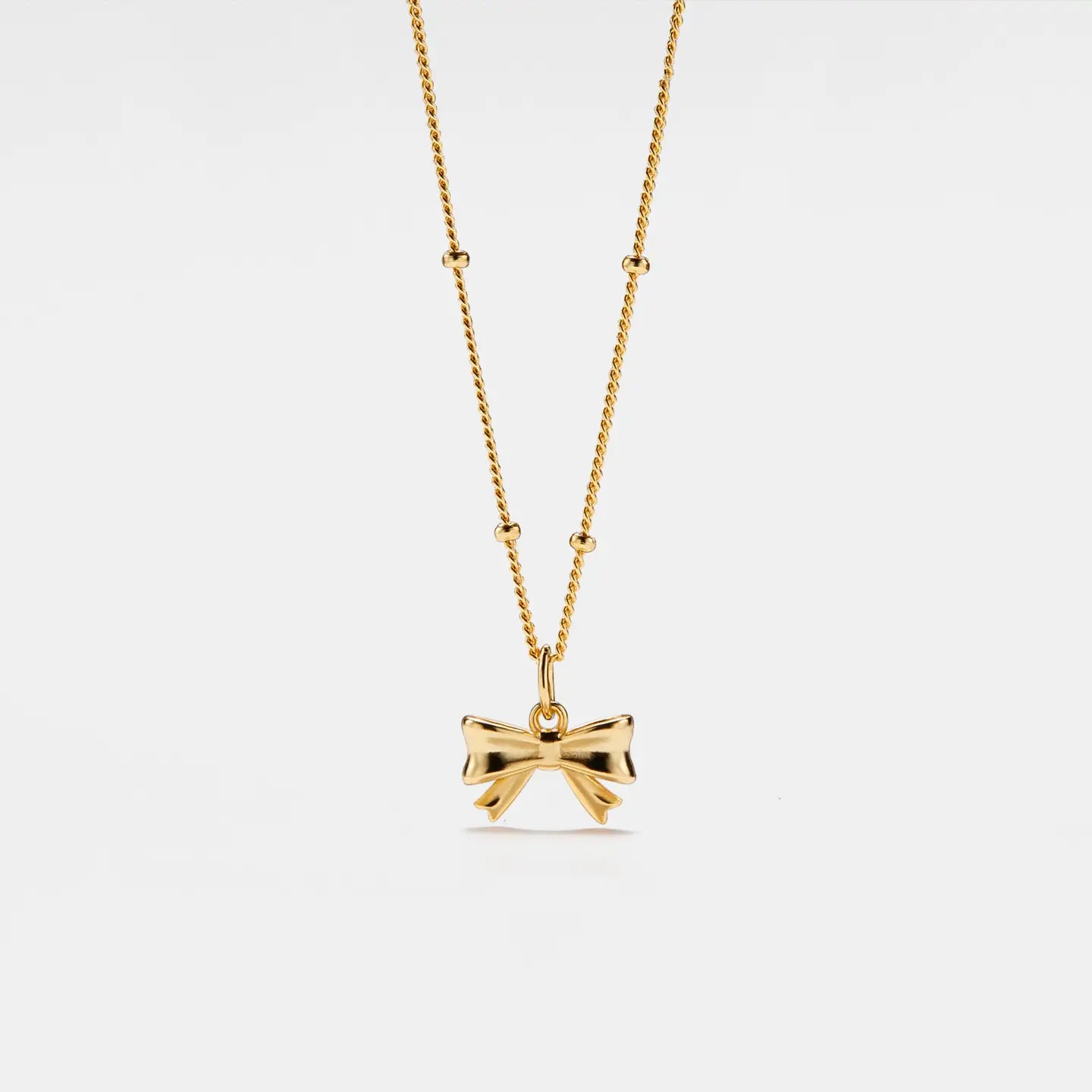 Dainty Bow Tie Bowknot Gold Charm Necklace