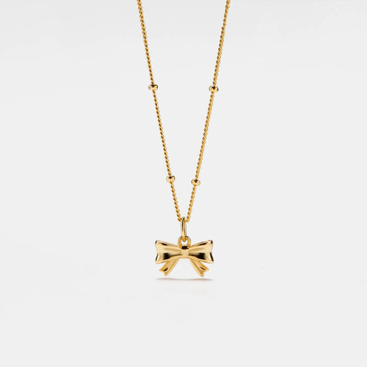Dainty Bow Tie Bowknot Gold Charm Necklace