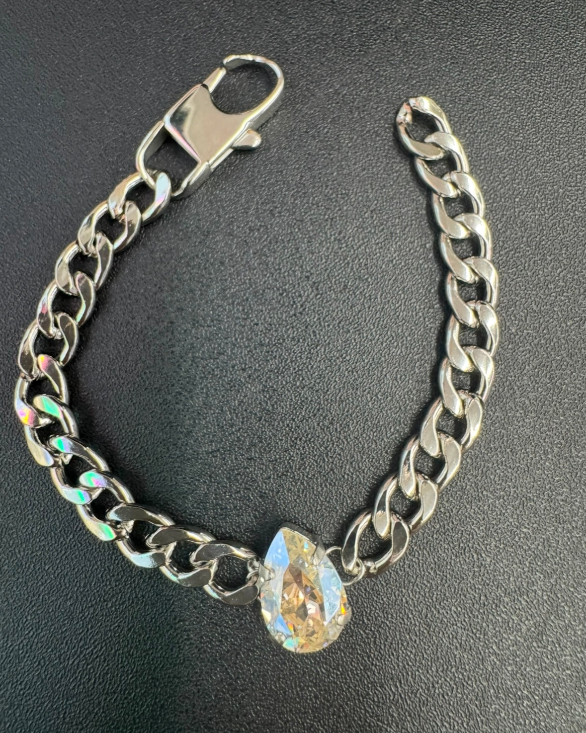 Chunky Curb Chain with Opal Stone and Statement Clasp