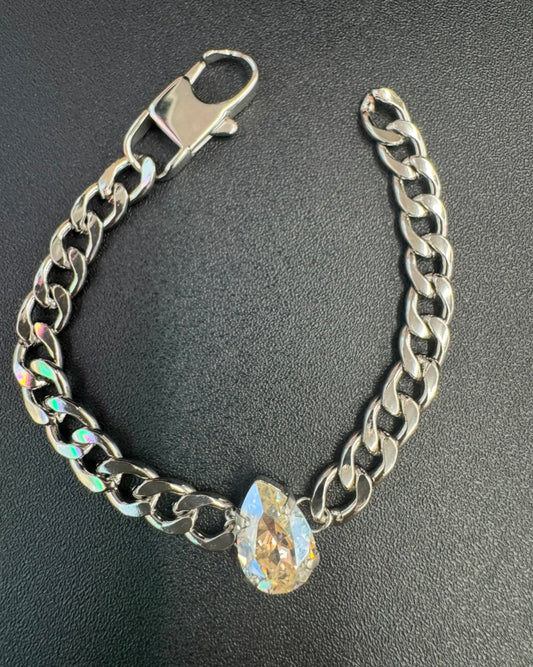 Chunky Curb Chain with Opal Stone and Statement Clasp