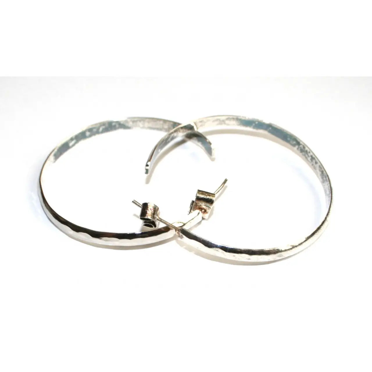 Alpaca Silver HoopsHammered Earrings