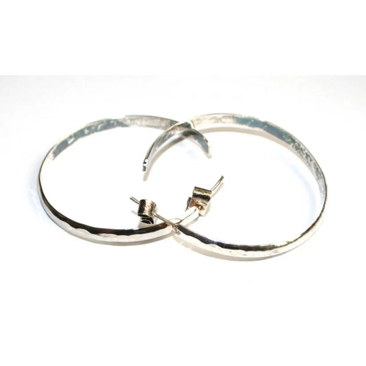Alpaca Silver HoopsHammered Earrings