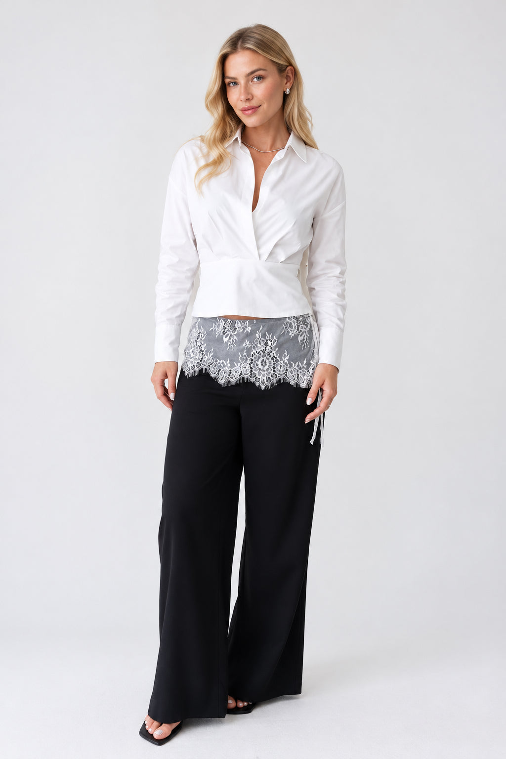 The Reese Lace Trim Mid Rise Pants