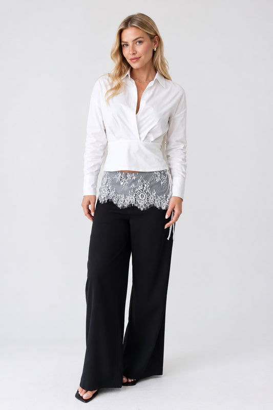 The Reese Lace Trim Mid Rise Pants