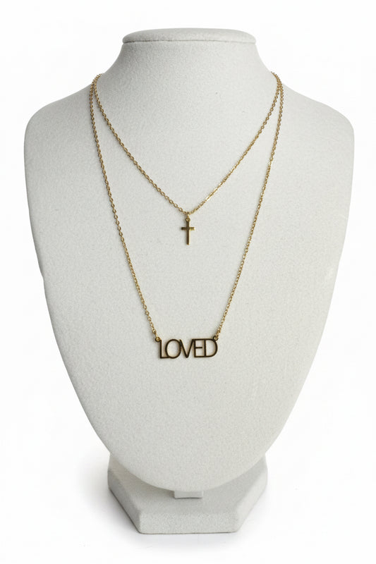 Layered Loved Cross Necklace