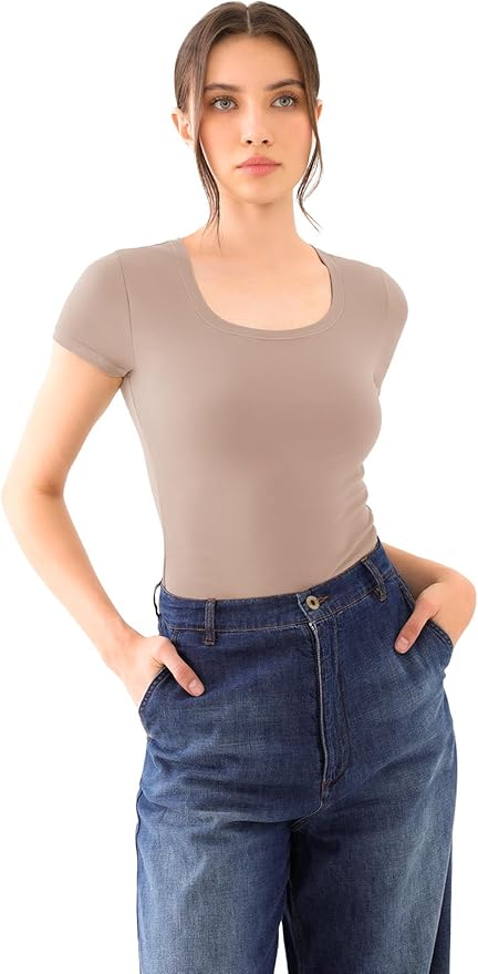 Scoop Neck Short Sleeve T Shirt