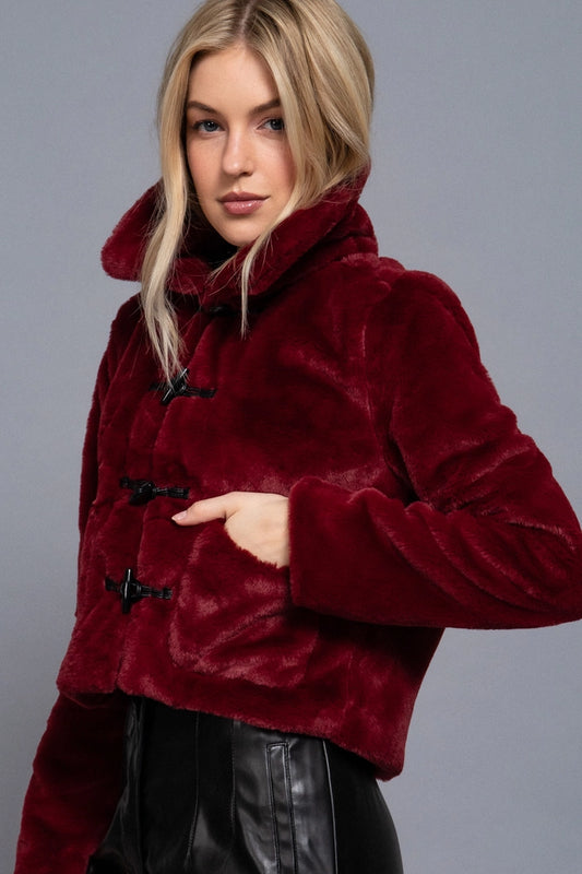 Toggle Button Fur Duffle Jacket