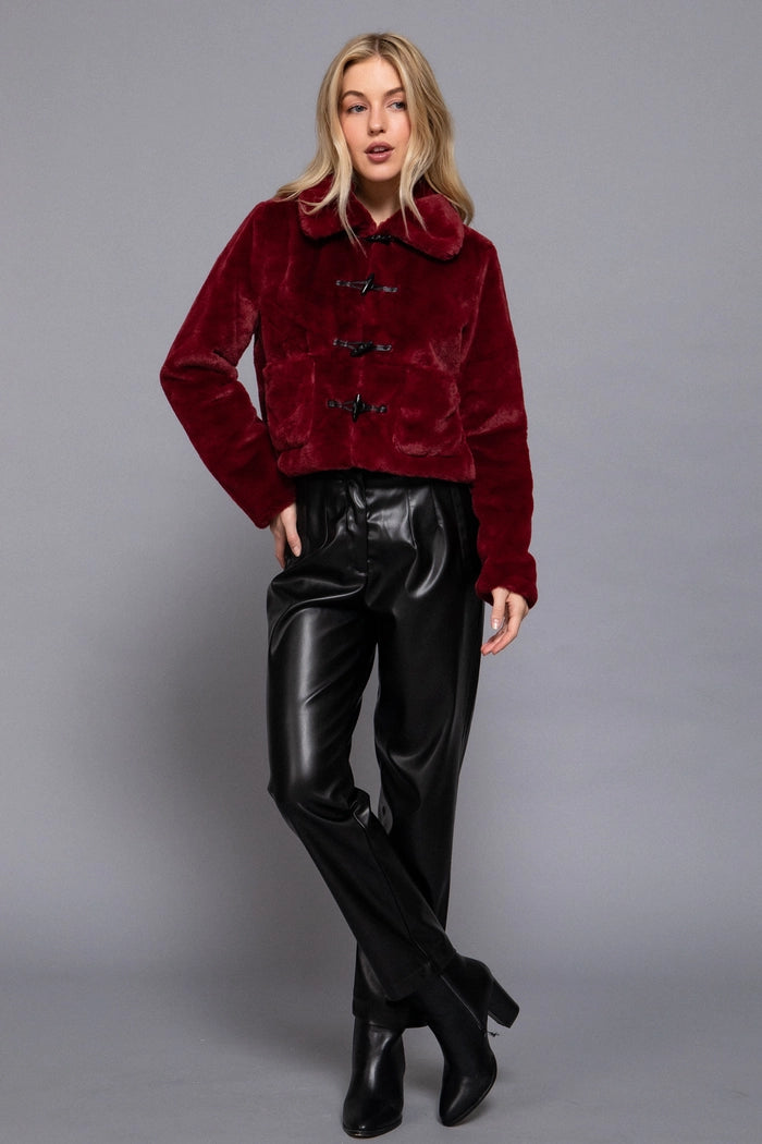 Toggle Button Fur Duffle Jacket
