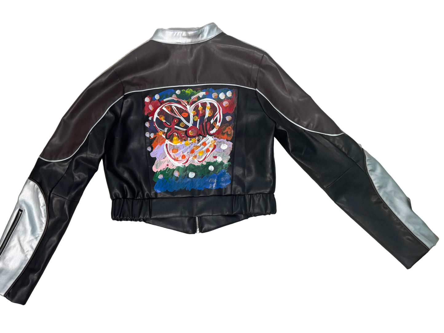 Vegan Leather Butterfly Painted Jacket