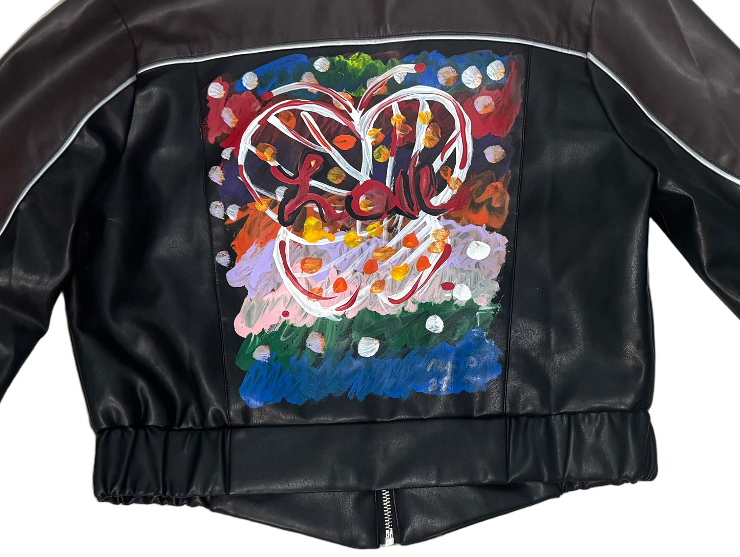 Vegan Leather Butterfly Painted Jacket