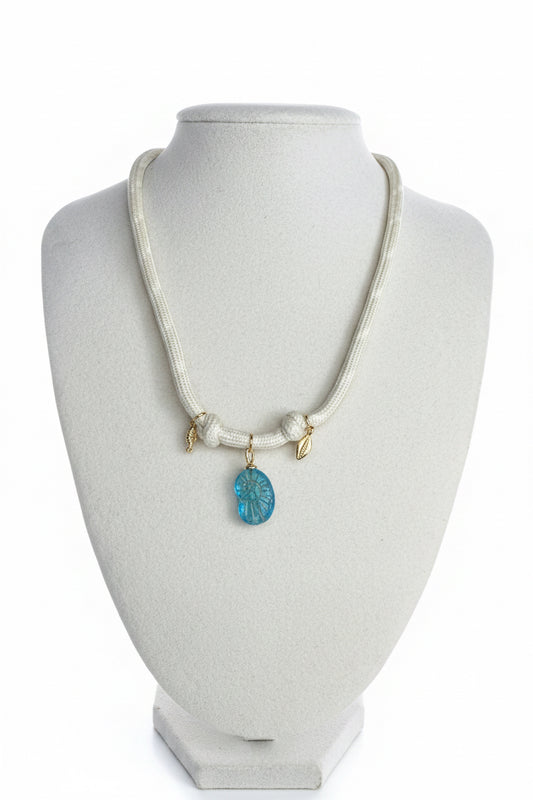 Rope Necklace & Blue  Shell Charm